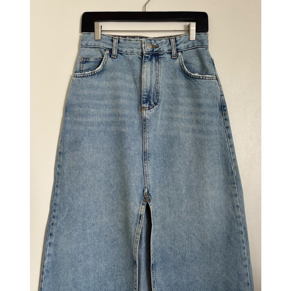 Light Wash Pilcro Anthropologie High Waisted Denim Midi-Maxi Skirt 6 - Picture 2 of 6